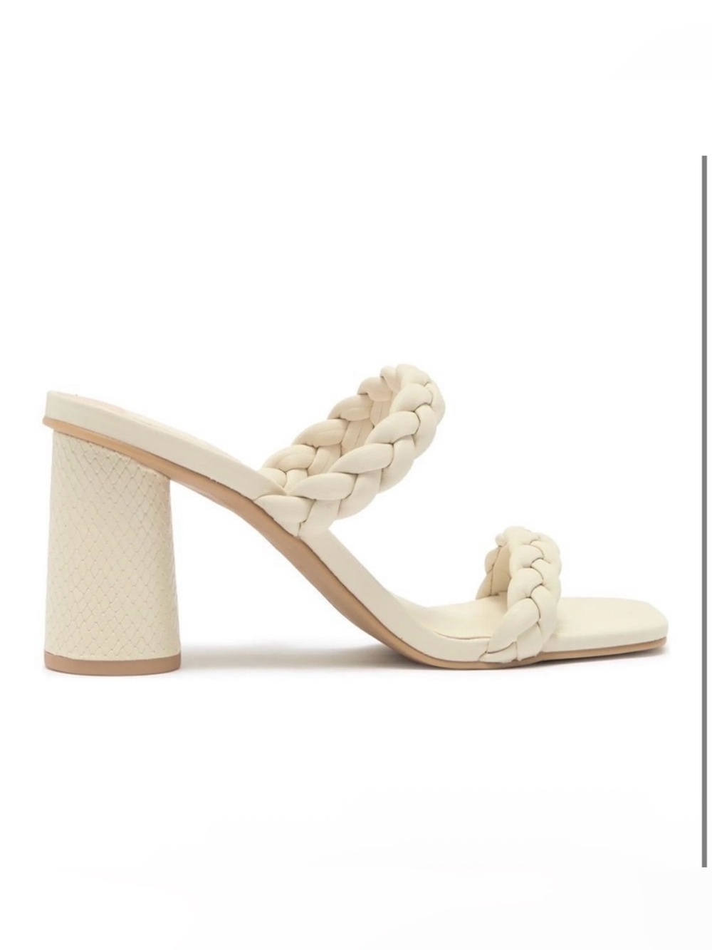 Dolce Vita Nairi Braided Strappy Cream Snakeskin Heel Sandals 10